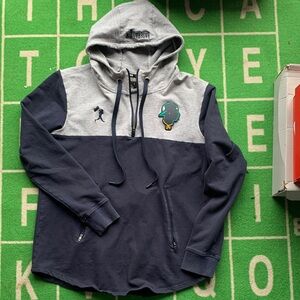 Two-Tone Hoodie with Embroidered Patch